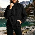 thumbnail image 2 of Vmvidoty Women's Athletic Jackets High Collar Thin Zipper Windbreaker Jacket with Pockets Lightweight Windproof Outerwear for Walking Black L, 2 of 9