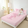 thumbnail image 4 of jejeloiu Girl Personalized Gifts Full Size Sheets,Pink Letter T Bed Sheets,Cartoon Cute Bowknot Sheet Sets For Princess,Lightweight Room Decoration,4 Pieces, 4 of 7