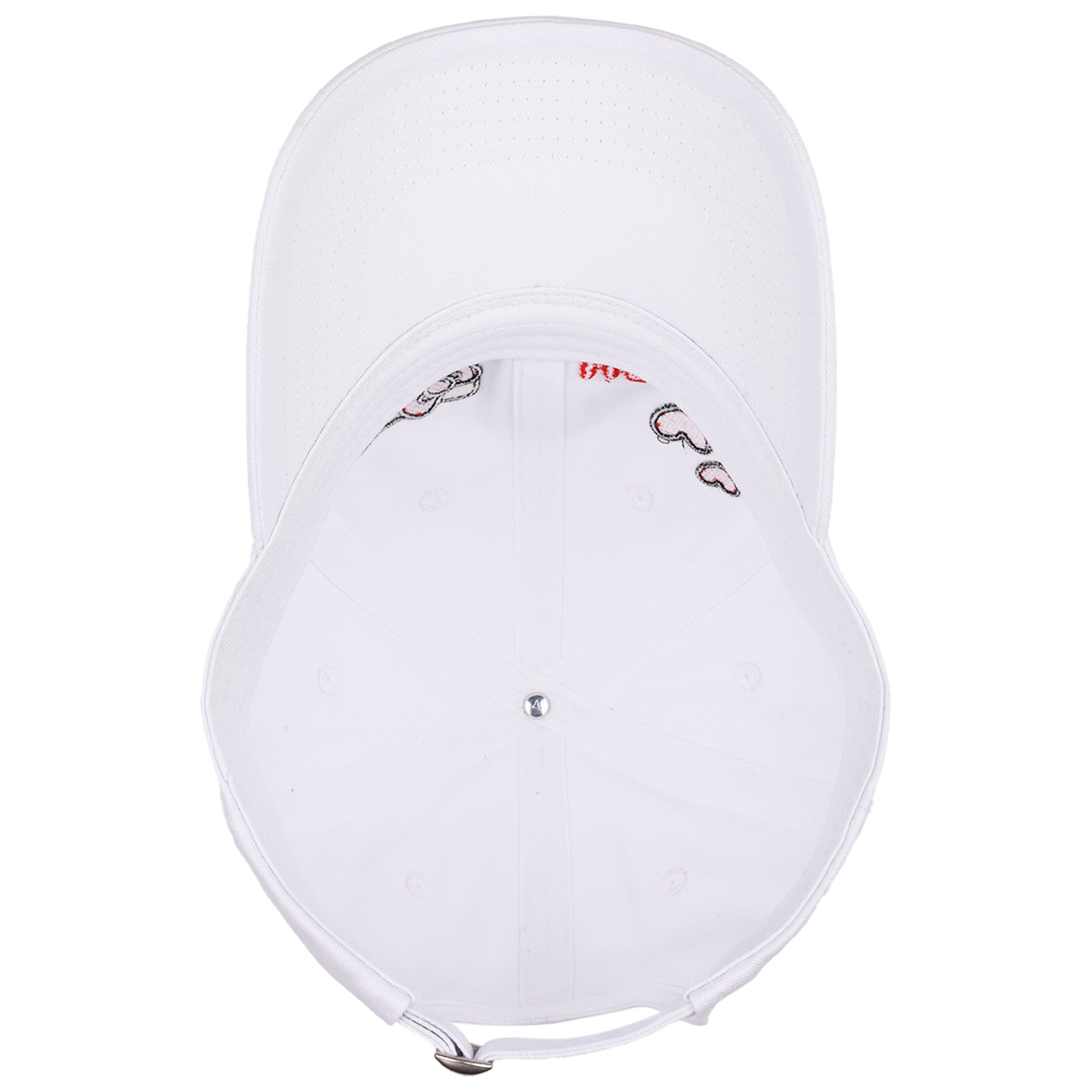 Hello Kitty Baseball Cap, Women's Dad Hat with Flat Brim and Faux Fur Patch, White, One Size