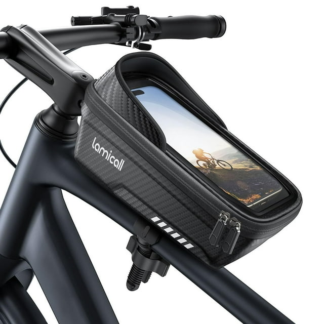 Bolsa para cuadro de bicicleta Lamicall, impermeable, 1,3 L, con soporte para teléfono de 4,7 a 7 pulgadas