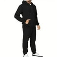 thumbnail image 2 of Timoontee Men's 2 Piece Tracksuit Set Outfit Long Sleeve Hoodies Zip Up Sweatshirts with Drawstring Sweatpants for Hiking Jogging Workout Relaxed Fit Casual Clothes Black XXL, 2 of 8