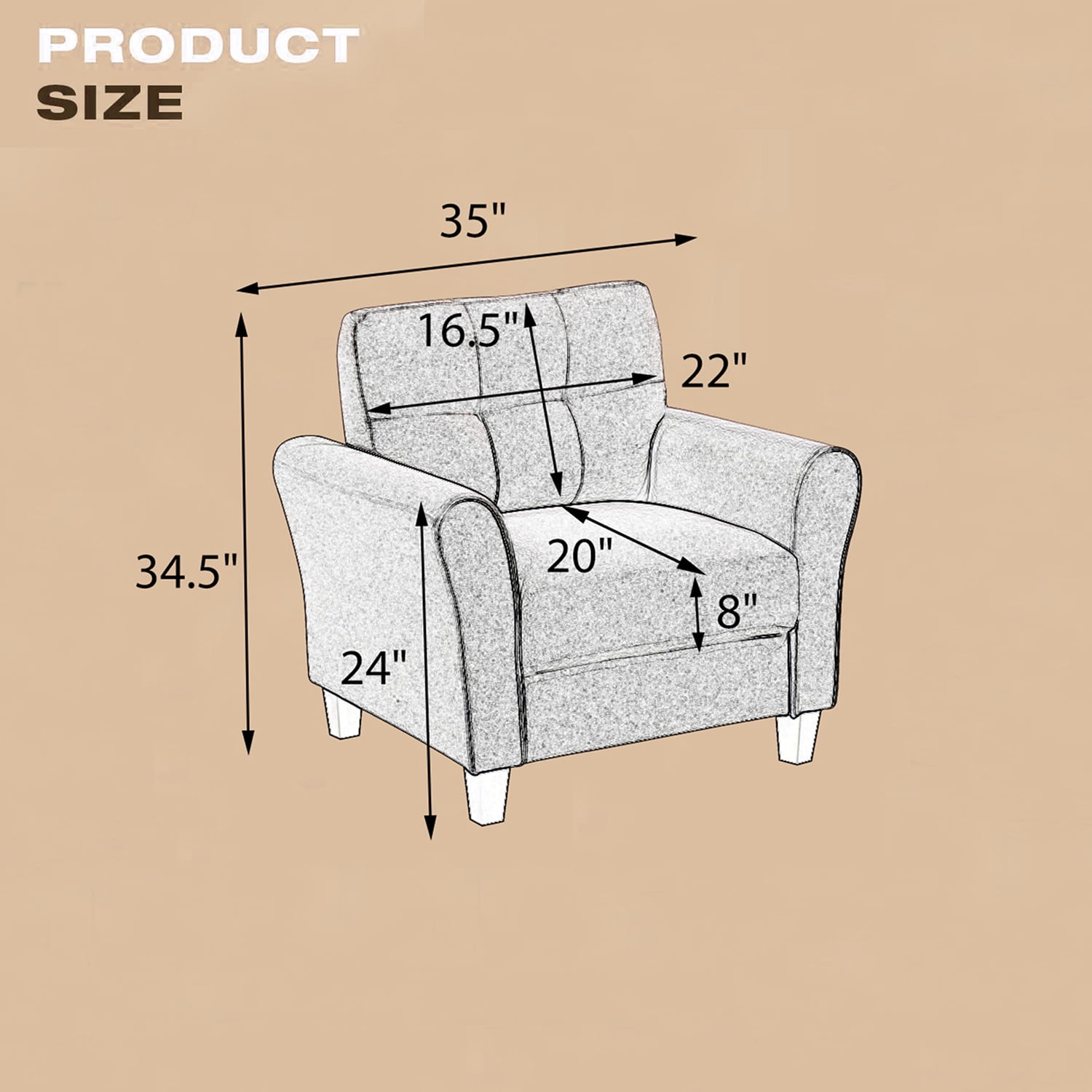 Kadyn 35" Living Room Armchair, Modern Linen Accent Chair for Home or Office, Upholstered Cozy Side Single Sofa Chair for Living Room, Light Grey Kadyn 35" Living Room Armchair, Modern Linen Accent Chair for Home or Office, Upholstered Cozy Side Single Sofa Chair for Living Room, Light Grey