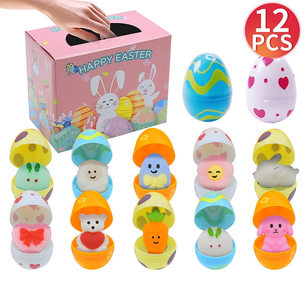 12 Pcs Easter Eggs Filled Mochi Squishys Toys,Filled Mochi Toys Soft