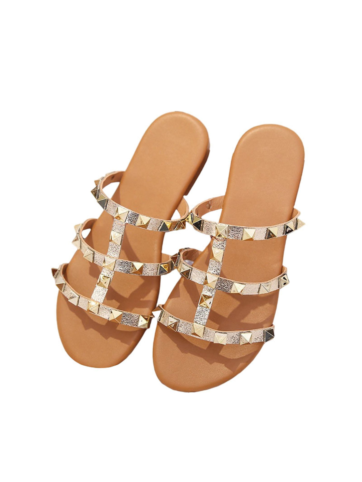 Women Roman Sandals TPR Peep Toe Flat Thong Sandals Soft Bottom Slip on Shoes Casual Summer Outdoor Beach Shoes for Women & Girls 