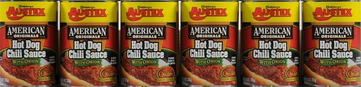 (12 pack) Castleberry’s Austex American Originals Hot Dog Chili Sauce with Onion, 10 oz Can – Quick Chili Dog Topping for Easy Meals