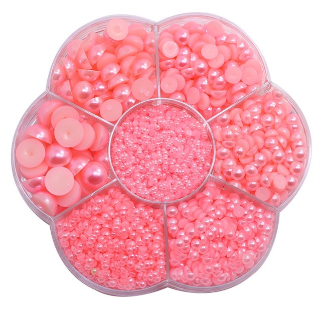 5600 ABS semicírculo multi-tamaño de fondo plano de imitación de perlas accesorios para uñas accesorios para el cabello ropa palo caja de diamantes