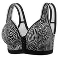 thumbnail image 1 of Abcnature Women's Bras Stripe Print Front Buckle Elastic Style Medium Sized Bras without Steel Rim, 1 of 2