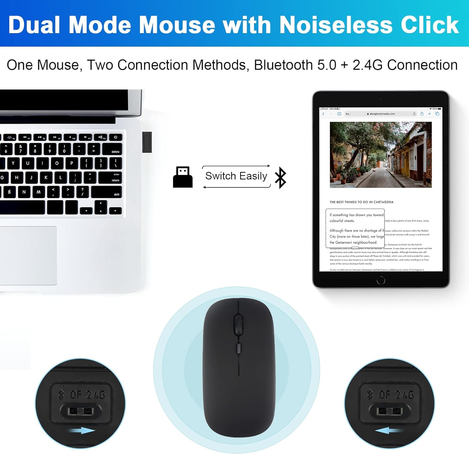 KOMI Wireless Keyboard Case with Mouse for iPad 10.2" 9th 8th 7th Generation, Detachable Bluetooth Keyboard with Pencil Holder for iPad 10.2 Inch/iPad Air 10.5"(3rd Gen)/iPad Pro 10.5 in, Black