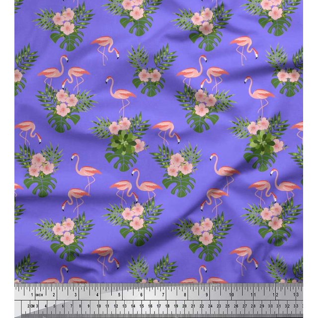 Soimoi Poly Georgette Fabric Floral & Cute Animals Cartoon Fabric Prints by Yard 52 Inch Wide