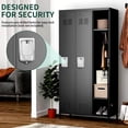thumbnail image 6 of IKIMI 72" Metal Locker for Employees, 3 Doors Storage Cabinet Locker with Vented Compartments and Hooks for Gym, Garage, Living Room, Office, School, Black, 6 of 10