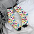 thumbnail image 5 of Rateoe Colorful Dinosaurs for Women Casual Calf Socks - Cute Crew Socks - Thin Soft Above Ankle Socks Size 5-11, 5 of 6