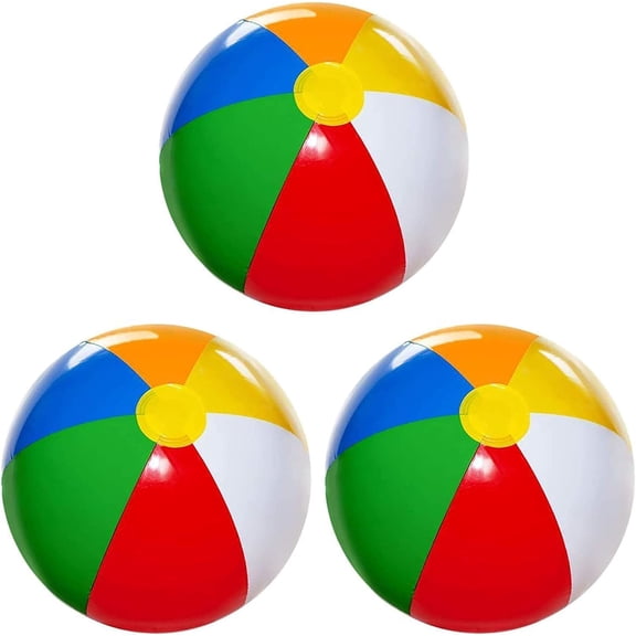4E’s Novelty 3 Pack Inflatable Beach Balls, 20" Rainbow Pool & Beach Toys for Family Fun