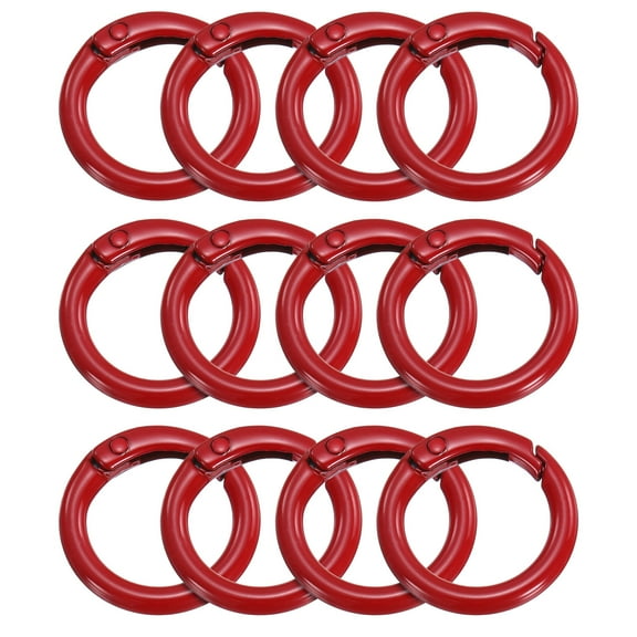 Uxcell 6pcs Metal Spring O Rings 0.7" Trigger Spring Keyrings Buckle Round Snap Clip for DIY Keychains Bag Purse Handbag Red