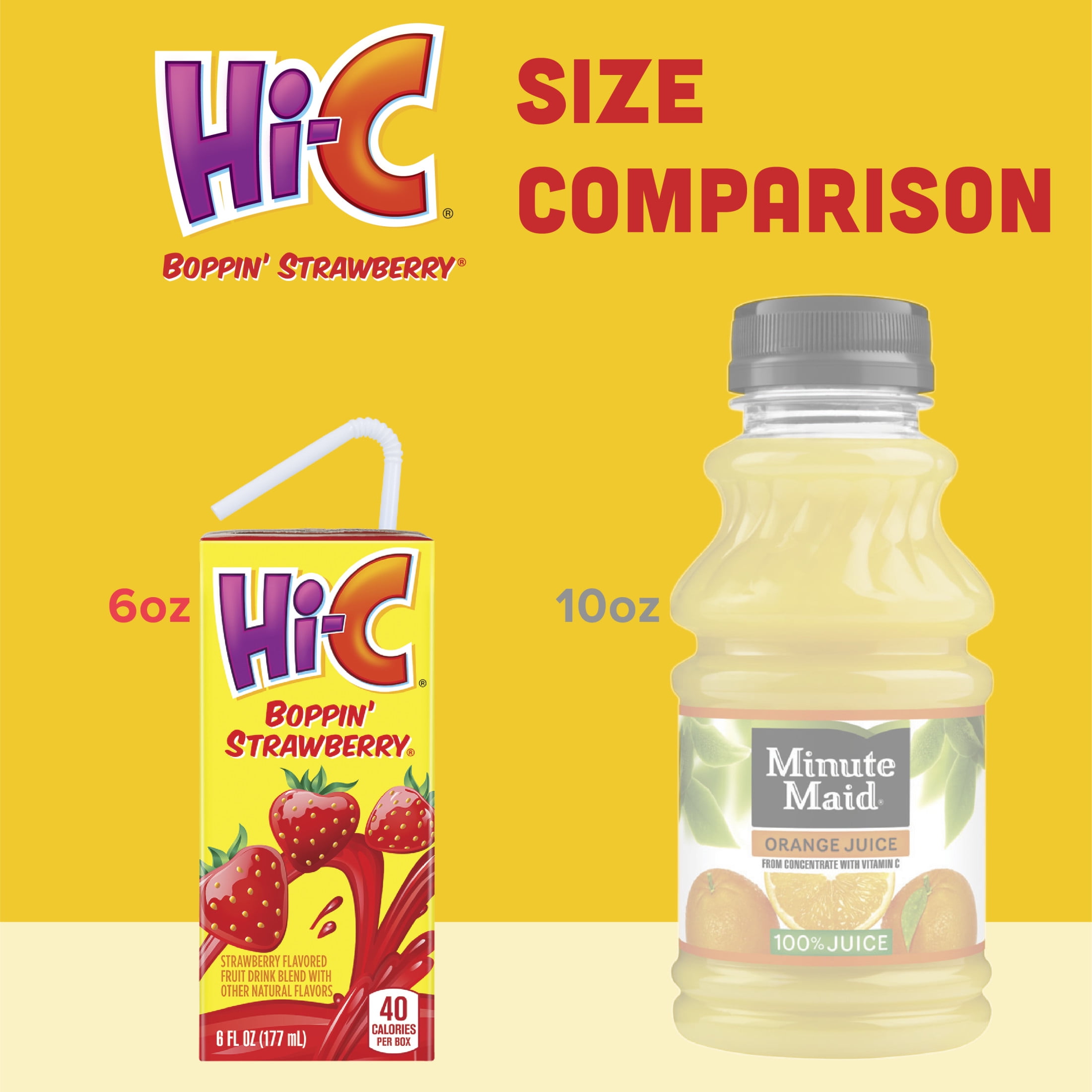Hi-C Boppin' Strawberry Juice Drink Cartons, 6 fl oz, 8 Pack
