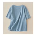 thumbnail image 5 of Yubnlvae Women's Vintage Embroidered Cotton T-Shirt – Oversized Round Neck, Casual Summer Tee Blue, Xl, 5 of 8