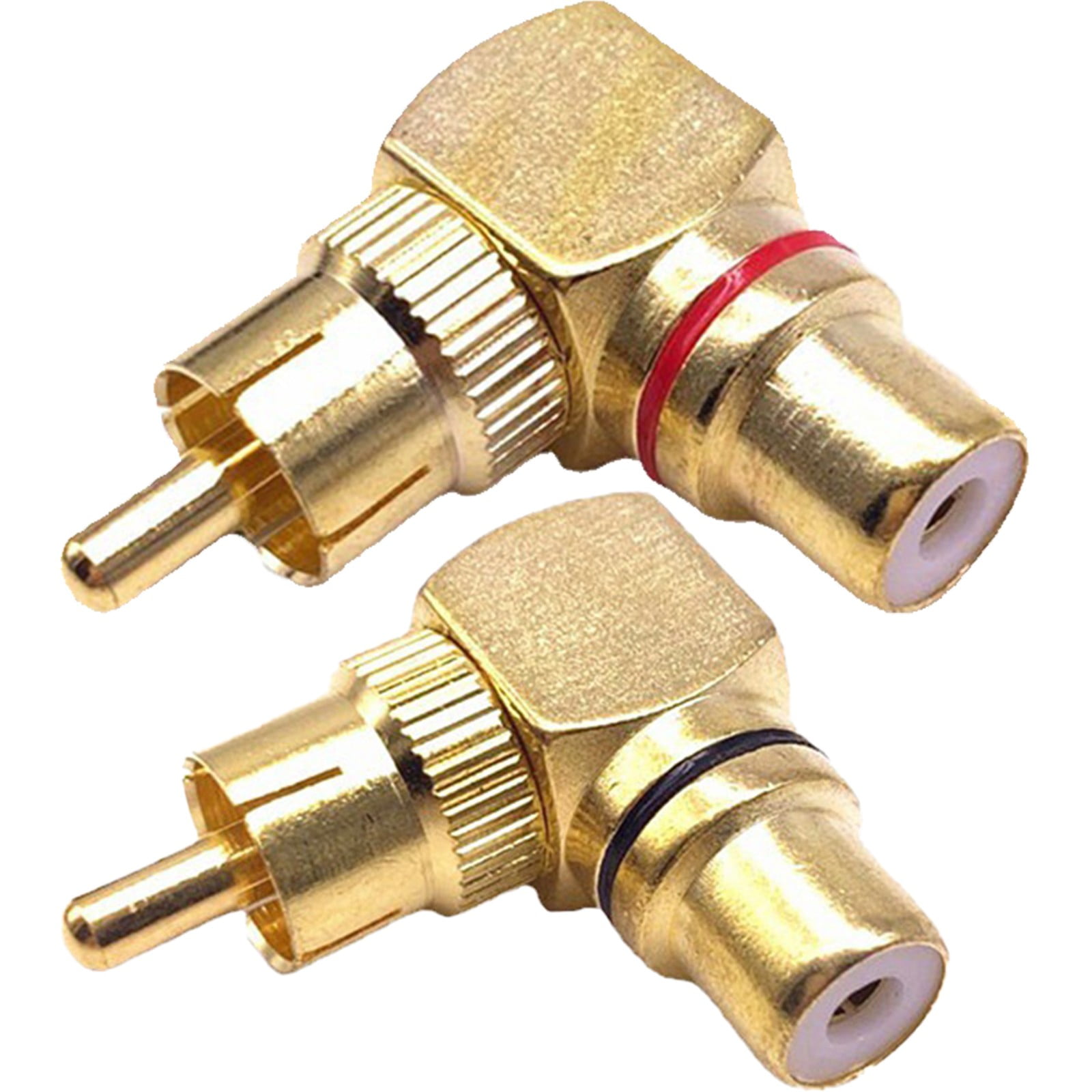 2×LType Rca Right Angle All Copper Male To Female Conversion Plug