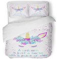 thumbnail image 1 of ABPHQTO Juego de ropa de cama de 3 piezas Cuerno de unicornio en corona floral Tiara Cuento de hadas Cabeza de meme Corazones voladores es solo Cita de punto de vista de caballo Funda nórdica, 1 of 1