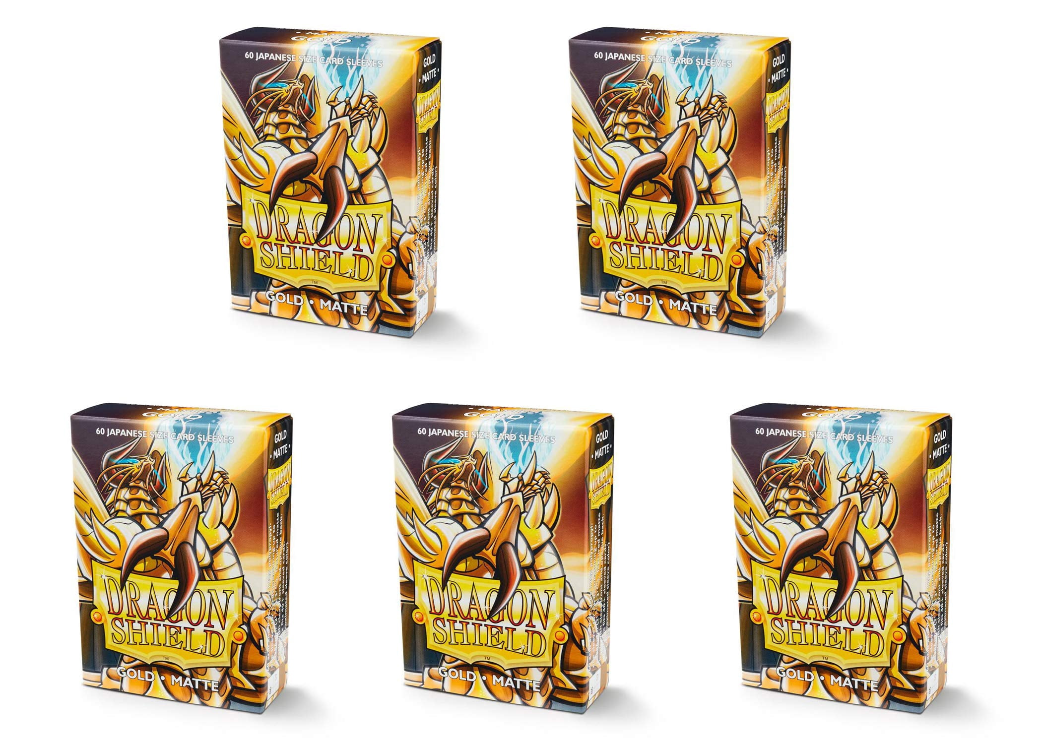 5 Packs Dragon Shield Matte Mini Japanese Gold 60 ct Card Sleeves Value Bundle!