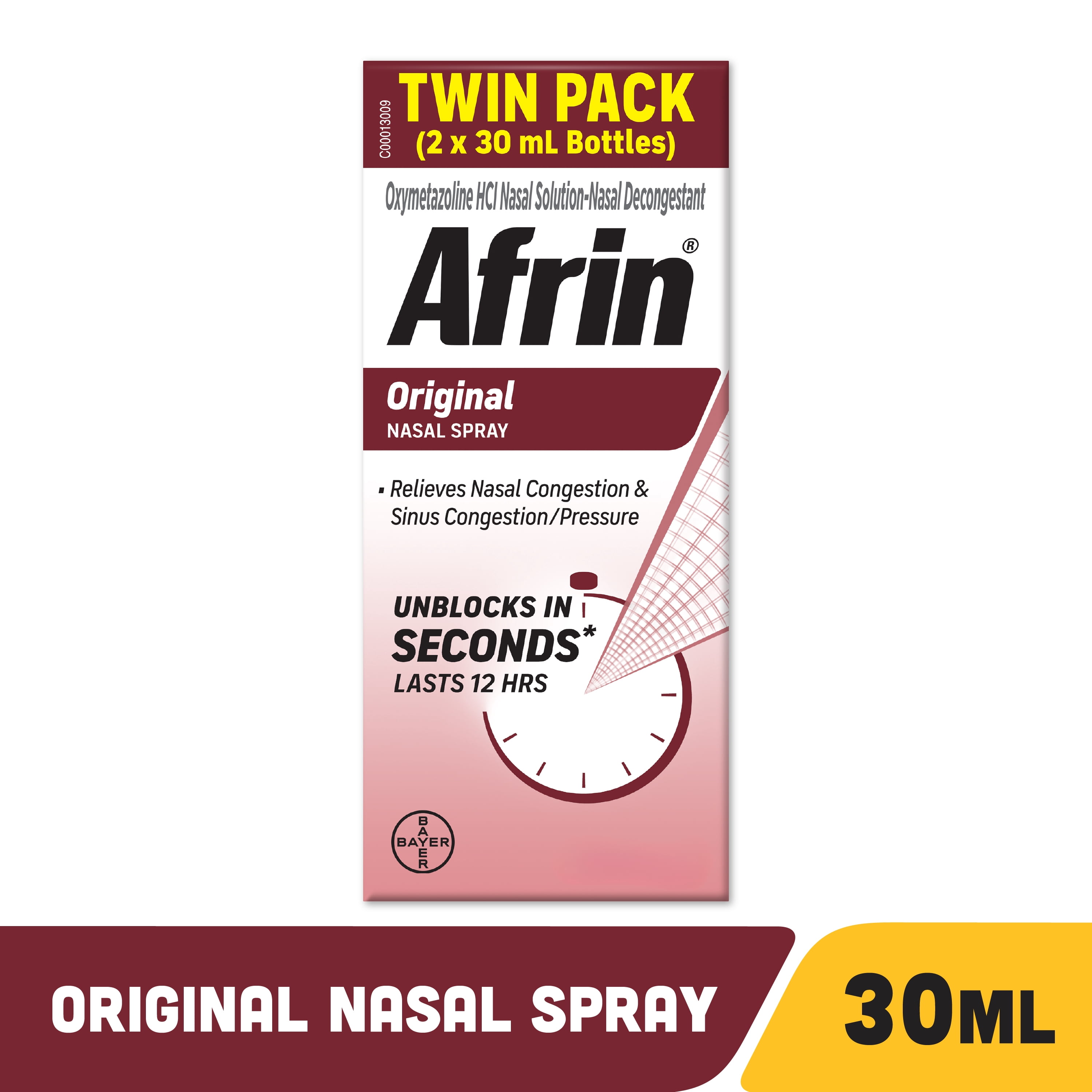 (3 pack) AFRIN ORIGINAL 12hr Nasal Spray 60ml (2x30ml)