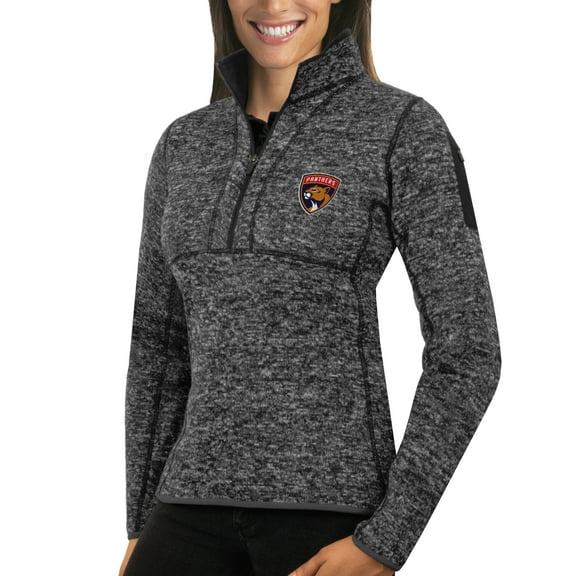 Women's Antigua Charcoal Florida Panthers Fortune Half-Zip Sweatshirt