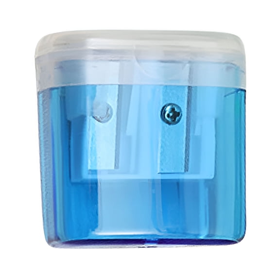 CCOCC Pencil Sharpener Dual Hole Manual Blue,Jumbo Crayon Sharpener with Cover and Bin,Handheld Color Pencil Sharpeners for Large and Standard Pencils,1 Pc