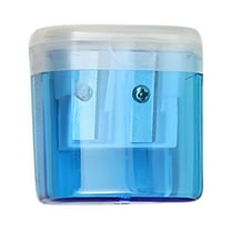 CCOCC Pencil Sharpener Dual Hole Manual Blue,Jumbo Crayon Sharpener with Cover and Bin,Handheld Color Pencil Sharpeners for Large and Standard Pencils,1 Pc