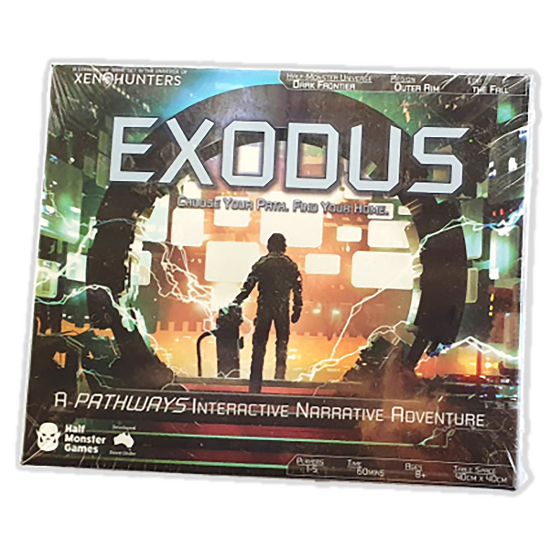 Exodus: Choose Your Own Adventure Card Game - Xenohunters Universe. Age 8+, 1-5 Players, 15-60 Min Game Play. Half-Monster Games