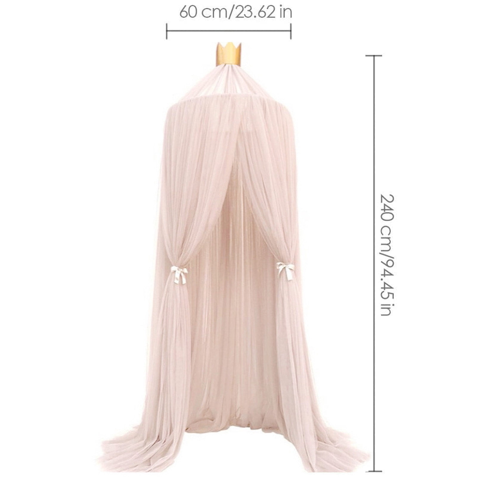Bed Canopy for Girls Boys Bedroom Decor, Round Dome Mosquito Net for Baby Crib, Nook Castle Game Tent Nursery Decoration for Child, Play or Reading(23.6"*94.5",Light Beige)