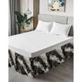 thumbnail image 4 of Abstract Marble Bed Skirt Queen Size 16" Drop Black Gold Crack Texture Impressionist Ruffled Wrap Around Bed Skirts Adjustable Elastic Bedskirt Dust Ruffle for Queen Size Bed, 4 of 7