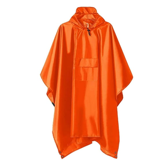Prolriy Rain Ponchos for Adults Hooded Portable Rain Poncho for Hiking Camping Fishing Ponchos Adult Orange One Size