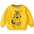 thumbnail image 4 of AJTQTH Cute Cat with Flower Print Long Sleeve Graphic T-Shirts for Kids Boys Girls Casual Round Neck Pullover Tops Loose Lightweight Soft Cotton Tees Shirt Yellow 3-4 Years, 4 of 4