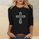 thumbnail image 1 of Xuyuer Women's Casual 3/4 Sleeve T-Shirts Round Neck Cute Tunic Tops Basic Tees Blouses Loose Fit Pullover, 1 of 5