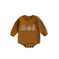 thumbnail image 2 of Aojekbee Baby Halloween Fall Romper Witch Pumpkin Embroidered Long Sleeve Round Neck Jumpsuits, 2 of 10