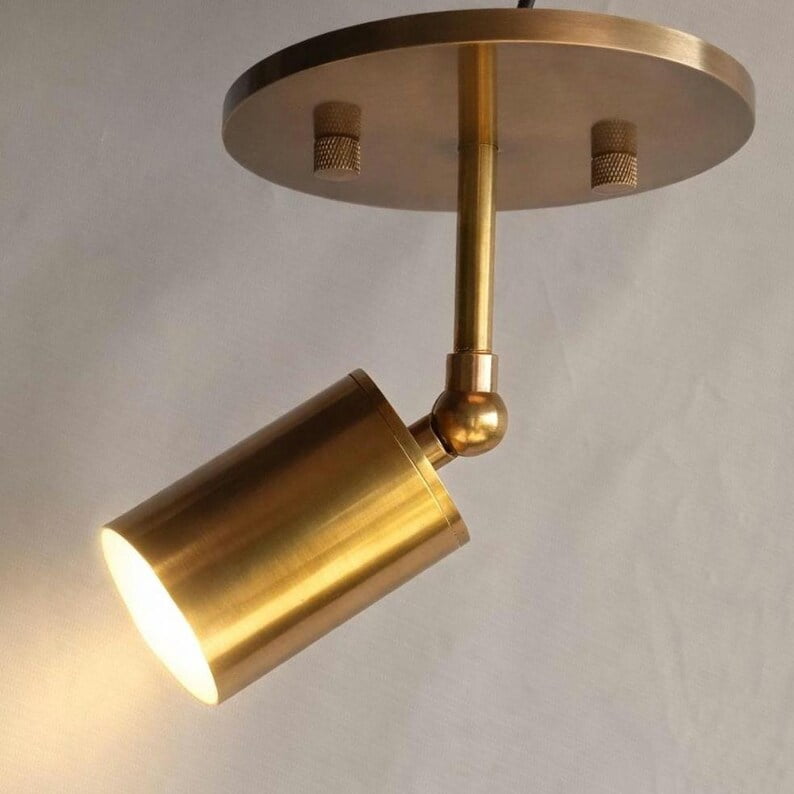 Mid Century Antique Raw Brass Ceiling Spot Light | Directional Lighting | Spotlight | Modern Light