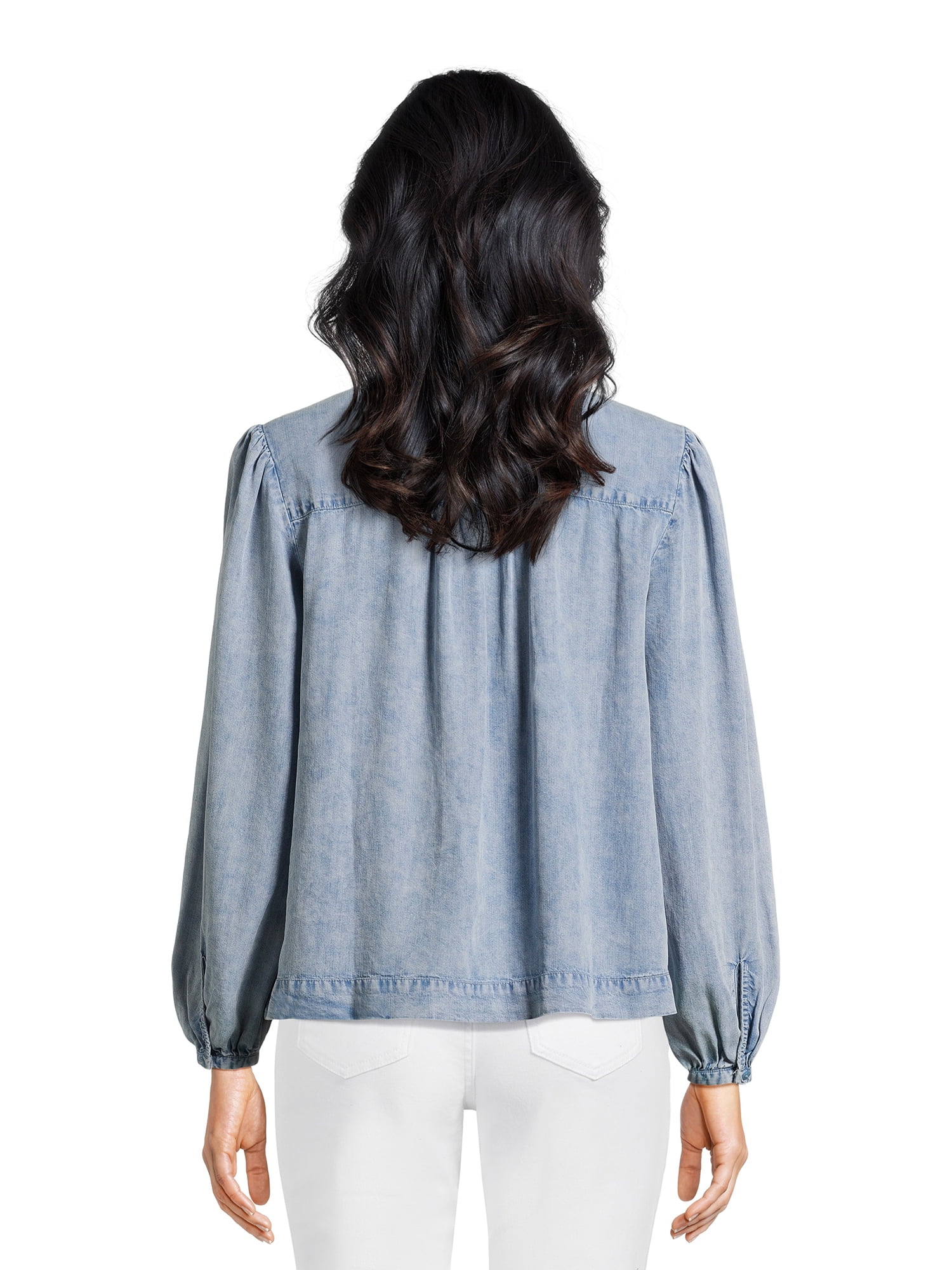 Time and Tru Women’s Smocked Top with Long Sleeves, Sizes XS-XXXL