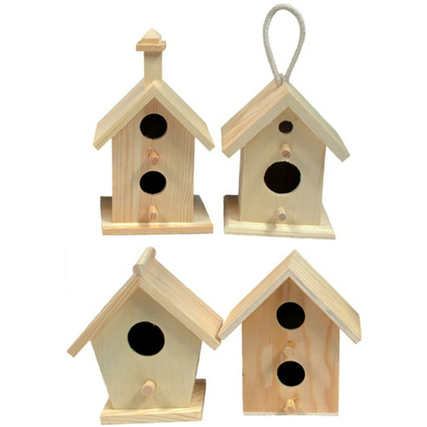 Creative Hobbies Mini 4 Inch Tall, Wooden Bird Houses To Paint