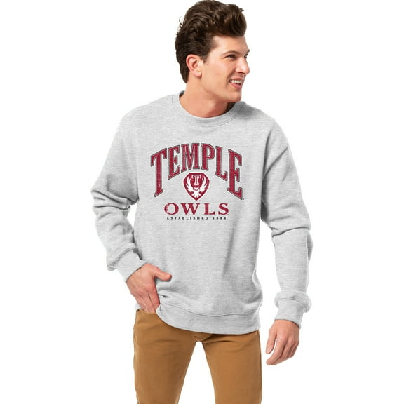 Men's League Collegiate Wear Heather Gray Temple Owls Essentials 2.0 Fleece Pullover Sweatshirt
