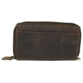 thumbnail image 2 of Wallets for Women RFID Blocking Vintage Leather Double Zipper Clutch Checkbook Women's Wallet, 2 of 9