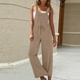 thumbnail image 2 of lcziwo Bib Overalls for Women Casual Baggy Wide Leg Jumpsuits 2025 Summer Cotton Linen Sleeveless Rompers One Piece Jumper Pants with Pockets Beach Outfits, 2 of 9