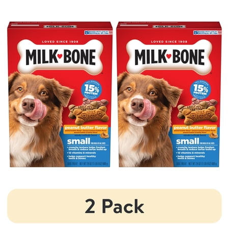 (2 pack) Milk Bone Peanut Butter Flavor Dog Biscuits, Naturally & Artificially Flavored, 24 oz Box