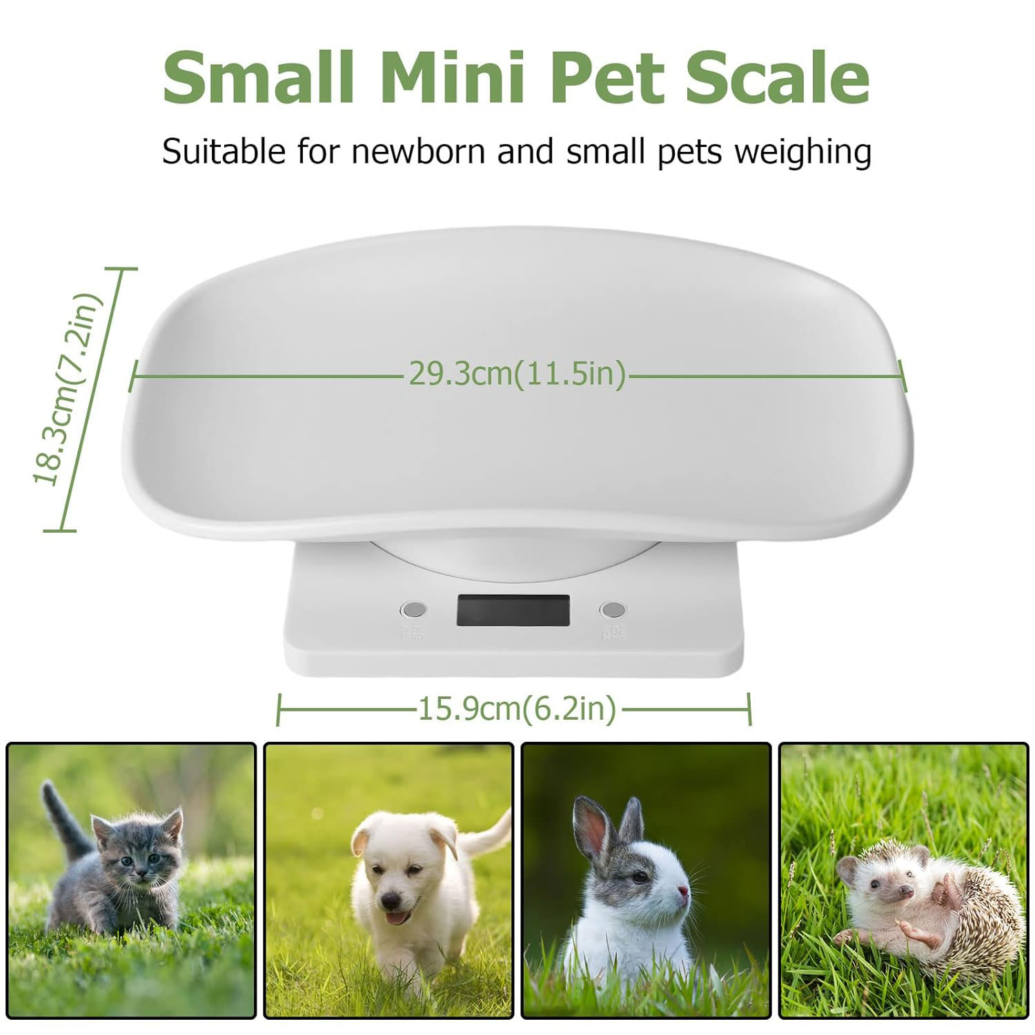 KABB Multifunction Digital Display Plastic Digital Baby Scale for Small Animals with Tape Measure, 33 lb Capacity, White