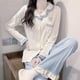 thumbnail image 2 of Pijamas de mujer de manga larga con cuello vuelto y bolsillo con un solo pecho, pijamas Love XL, 2 of 9