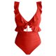 thumbnail image 3 of Trajes de Baño de Corte Alto para Mujeres de Color Sólido con Cojín de Pecho, sin Soporte de Acero Traje de Baño Dividido con Cordón Suelto, Cintura Alta, 3 of 7