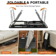 Laptop Desk for Bed Height Adjustable, Lap Bed Table with USB/Storage Drawer/Cup Holder/Tablet Stand/Book Shelf, Foldable Breakfast Tray Portable for Reading Writing, Bed, Sofa & Floor, Black