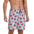 thumbnail image 2 of Pofeuu Strawberries Print Men's Soft Woven Elastic Waistband Sleep Pajama Short-Small, 2 of 6