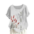 thumbnail image 2 of Shorts pour Femmes, Blouses pour Femmes, Mode Féminine Imprimée Confortable Ample Manches Courtes Blouse Boutonnée Col Rond Décontracté, 2 of 3