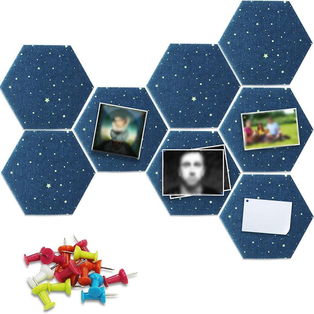 5Pcs Hexagon Felt Cork Board Tiles, Self Adhesive DIY Bulletin Board