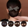 thumbnail image 3 of Flower Hair Bun Roller Whale Tail Rhinestone Flower Hair Clip Lazy Hair Curler Deft Bun Maker Feather Hairpin French Hairstyle Easy Fast Snap Roll Hair Tool, 3 of 10