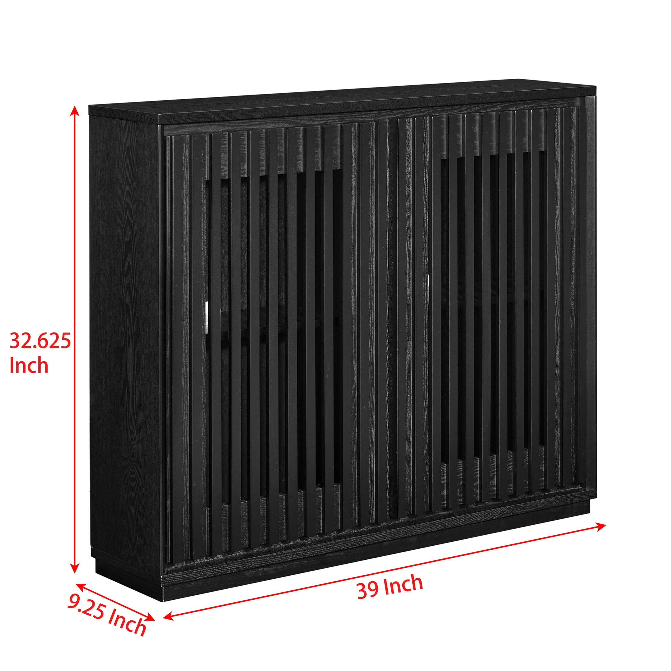 Noble House Mid-Century Fluted Sideboard Buffet Cabinet with Hollowed Solid Wood Doors, Adjustable Storage, Black