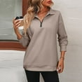 thumbnail image 5 of Mohiass Women Half Zip Oversized Sweatshirts Long Sleeve Solid Color Drop Shoulder Fleece Workout Pullover Light Brown XL, 5 of 8